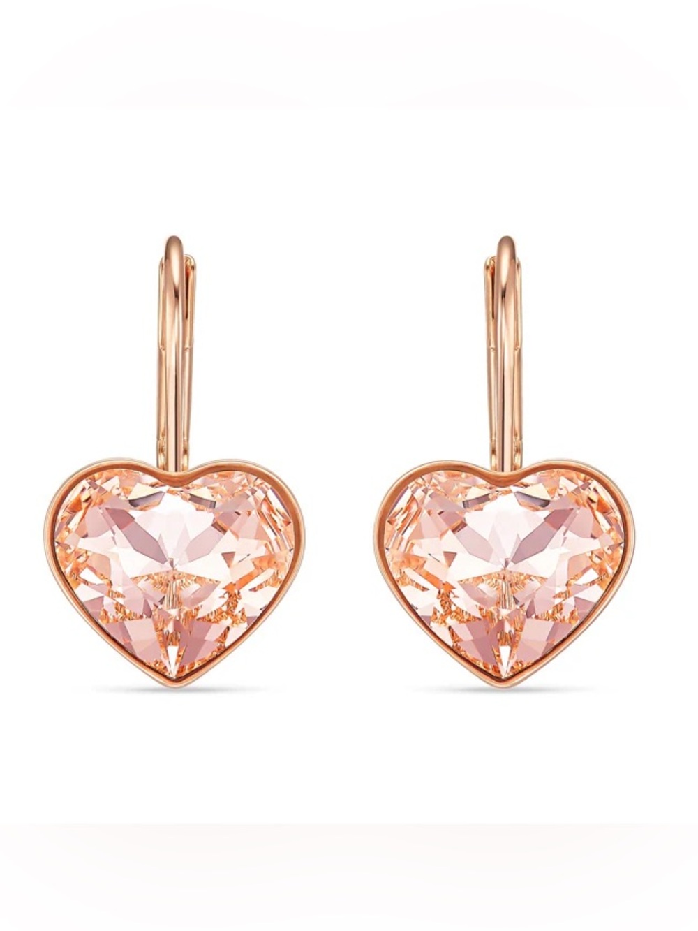 Swarovski Heart Pink Crystal Dangle/Drop Rose Gold Plated Earrings (5515192)